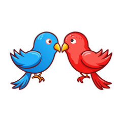 Fototapeta premium Illustration of two birds in love, a sweet couple