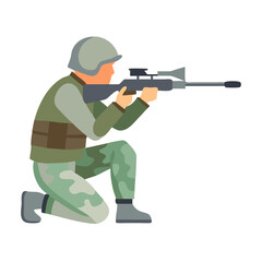 Fototapeta premium Soldier aiming with a sniper rifle