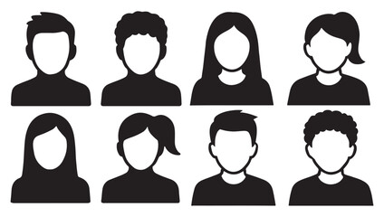 Young boy and girl avatar icons silhouette vector