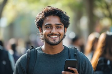 Close-up photo of a young beautiful successful female lawyer in a suit and glasses smiling at the camera and standing outside, showcasing professionalism and success in the legal field, Generative AI