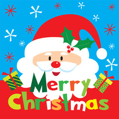 cute santa for christmas card, gift bag or box design