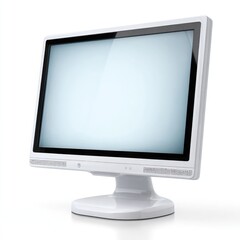 Fototapeta premium White computer monitor with blank screen on white background