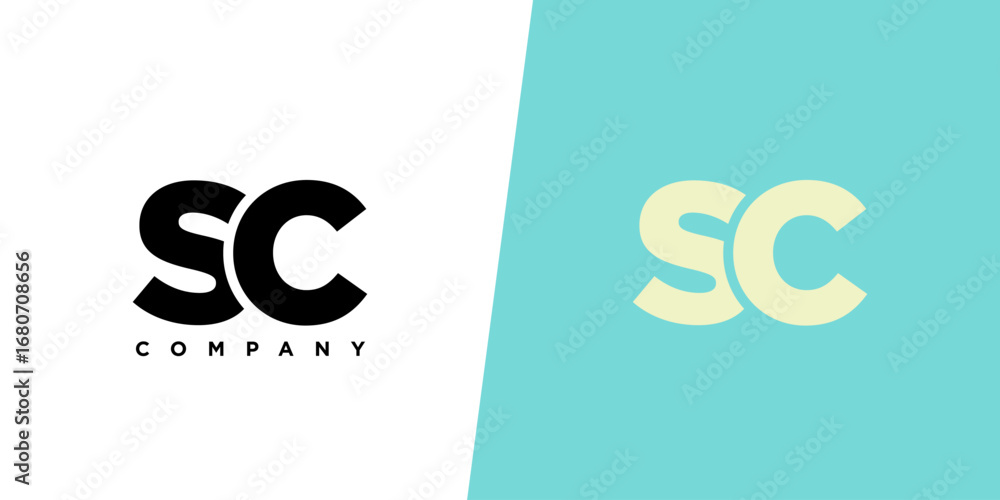 Poster letter s and c, sc logo design template. minimal monogram initial based logotype.
