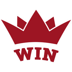 Red Crown with "WIN" Text Illustration