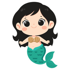 Cute girl Cartoon Mermaid Illustration