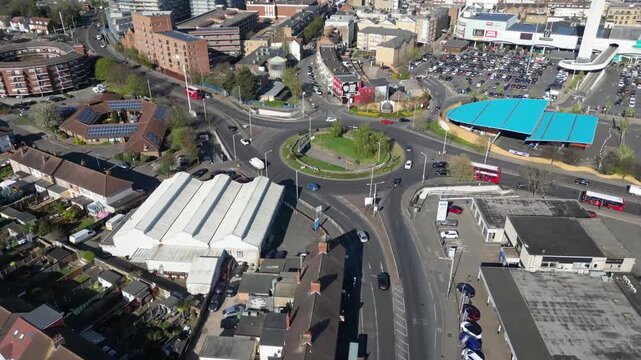 Aerial footage of a beatiful residential area in Romford, London, UK