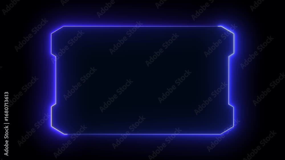 Poster neon colorful rectangular frame with shining effects on black background with copy space. empty glow