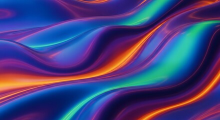 Obraz premium Abstract iridescent waves of blue purple green and orange hues