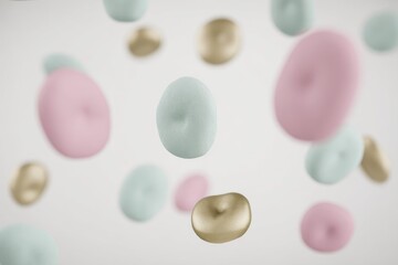 Floating pastel orbs against a white backdrop