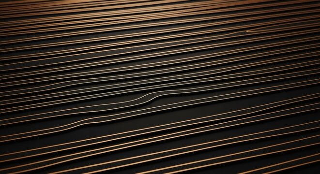 Abstract wavy copper lines on a dark background
