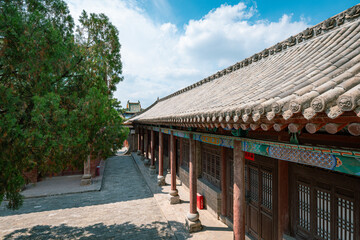 traditional structure and style of Chinese ancient architecture of taoist temple in Shanxi Province