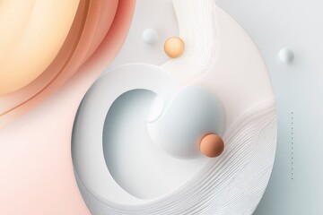 Abstract pastel shapes and spheres swirl