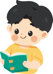 Cute  Boy Reading a Book Illustration