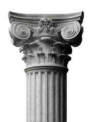 Obraz premium Close-up of an intricately carved classical marble column capital with volutes and acanthus leaves