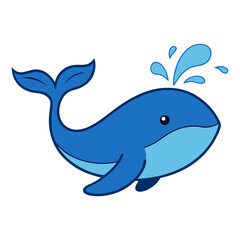 whale with water splash vector illustration