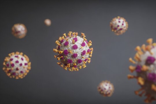 Microscopic view of virus particles floating