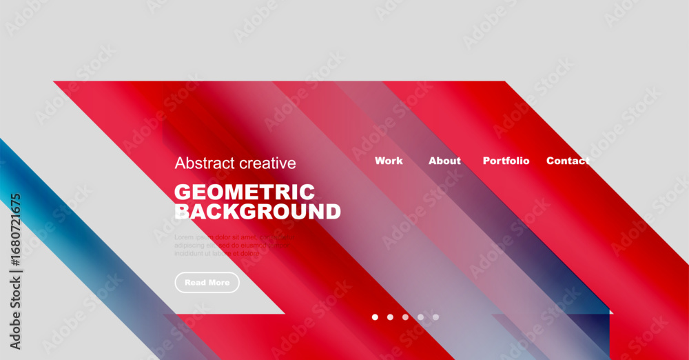 Poster abstract geometric background design. red, blue gradients create modern website header. text element