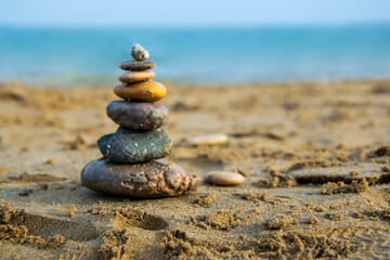 stack of stones on beach