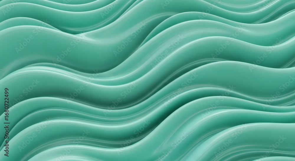 Wall mural smooth undulating teal waves create a glossy abstract texture