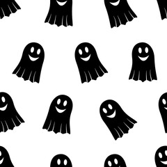 Seamless pattern featuring cheerful ghosts