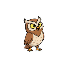 Cartoon illustration of an angry-looking brown owl.