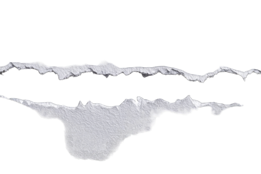 Ripped paper, two irregular horizontal tears on black background