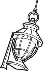 Vintage Hanging Lantern Vector Illustration – Retro Outdoor Light Design for Decoration and Signage