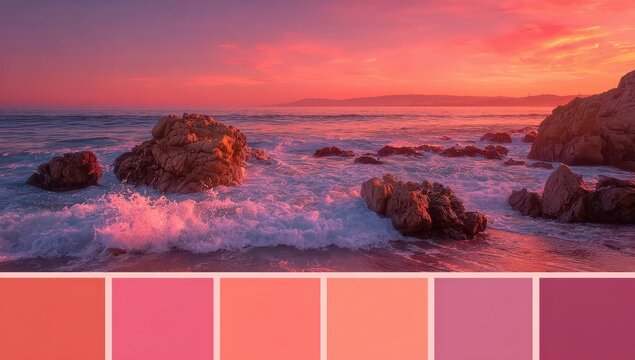 Coastal sunset with a color palette