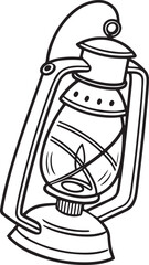 Vintage Hanging Lantern Line Art – Retro Decorative Lamp Vector Illustration