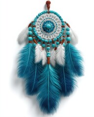Dreamcatcher with Turquoise and Teal Feathers