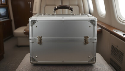 Vintage Silver Metal Suitcase – Retro Hard Shell Travel Luggage with Metallic Finish and Classic Handles