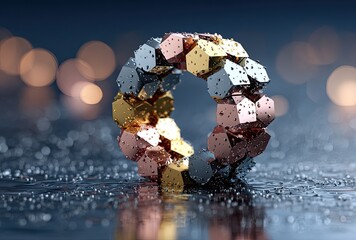 Fototapeta premium Circular, metallic, hexagonal, shapes, ring