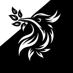 Obraz premium Bird Peace Leaves Stylized Peace Dove Logo Symbol