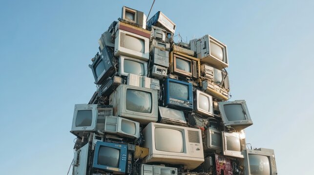 Tower of vintage electronics