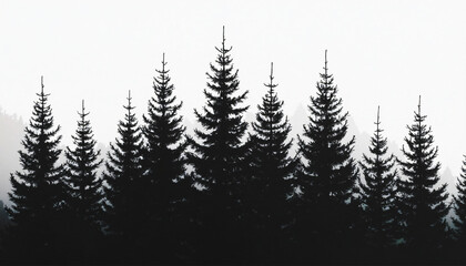 Fototapeta premium Silhouetted Evergreen Trees
