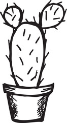 Cactus in a pot with a unique flower. Vector illustration. Doodle drawing