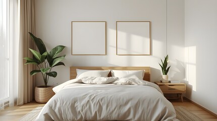 Minimalist Bedroom Interior: Sunlit Modern Design