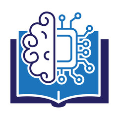 Conceptual icon illustrating the fusion of human intelligence and artificial intelligence for machine learning and digital education