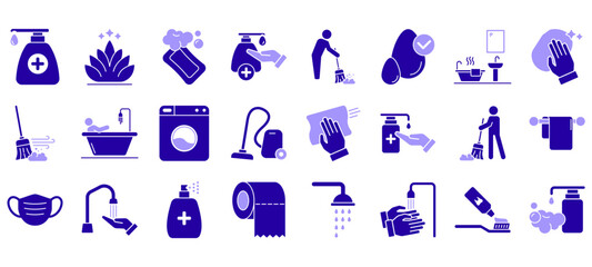 Set of hygiene Icons or symbols Vector fully editable file.