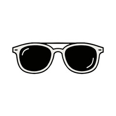 Vector art of round sunglasses with black lenses and white frames for sun protection and style