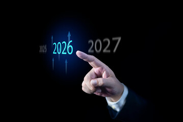 Goal Setting in 2026, Planning and challenge strategy in new year 2026 Concept. business growth goals Develop success.