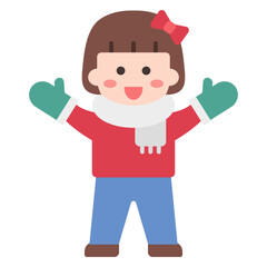 귀여운 크리스마스 소녀 인사 아이콘