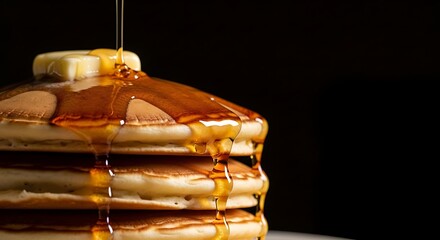 Buttery Pancakes Drizzled with Syrup.