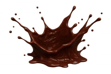 Crown shaped liquid hot chocolate splashing, isolated on transparent background, perfect for food and beverage advertising