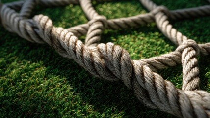 Close-up of Rope Net on Green Surface