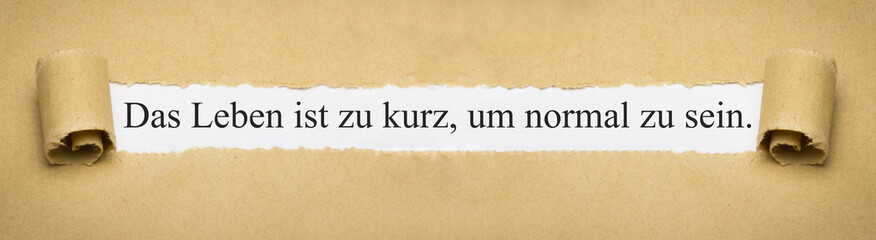 Das Leben ist zu kurz, um normal zu sein.