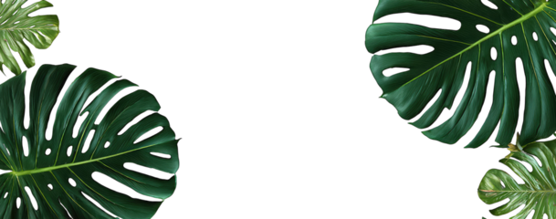 Dark background with vibrant green monstera leaves