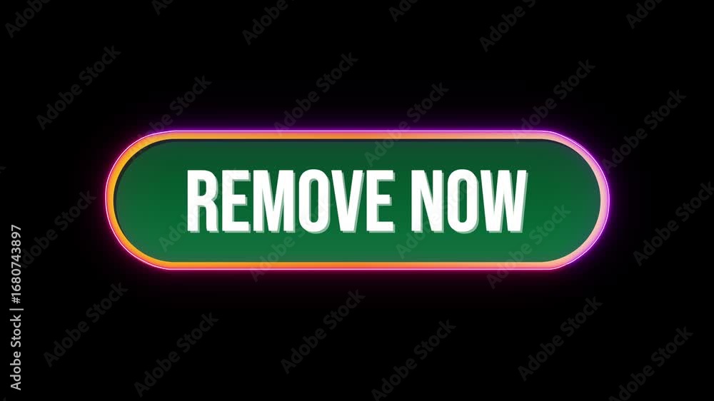 Fototapete remove now, button click animation with computer mouse cursor and luxury neon glow colorful border o