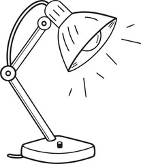 Vector Illustration of Desk Lamp Outline – Adjustable Study Light, Office Equipment, Minimal Line Art