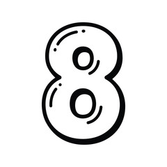 Hand drawn number eight bubble style for kids education and creative projects vector